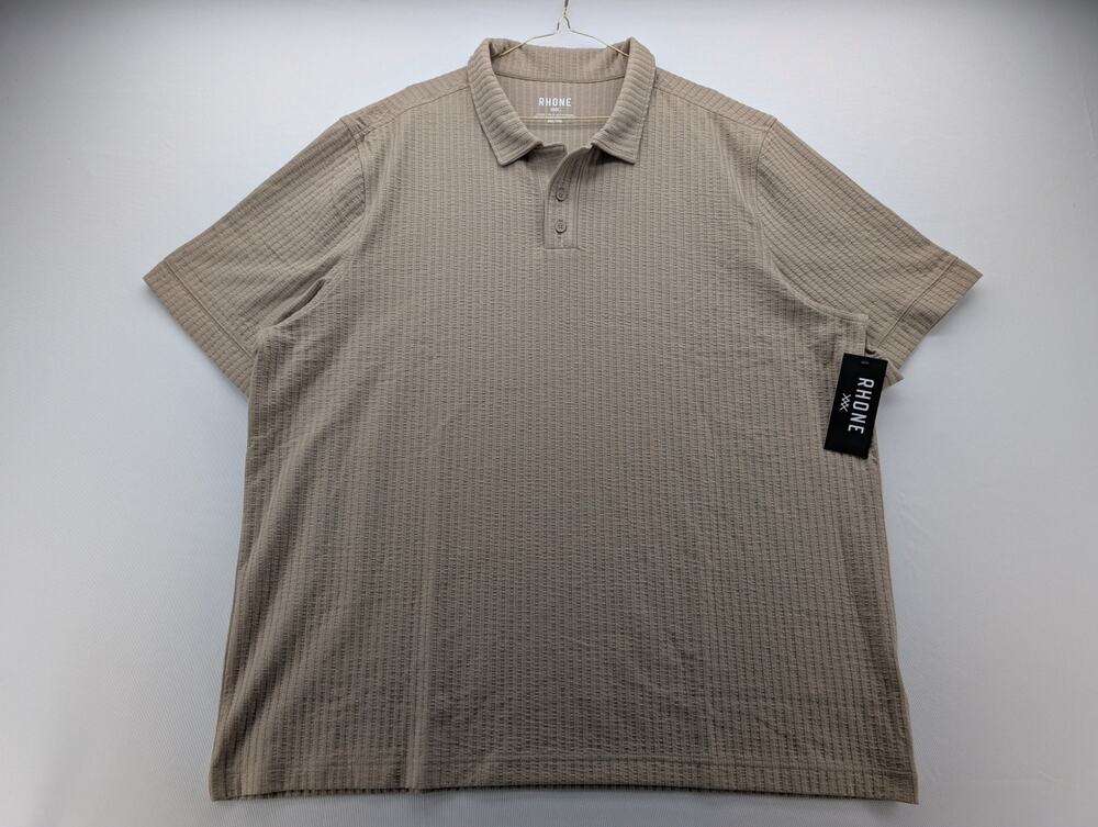 NWT Rhone Men's  Casual Seersucker Polo in Teak Brown size XXL